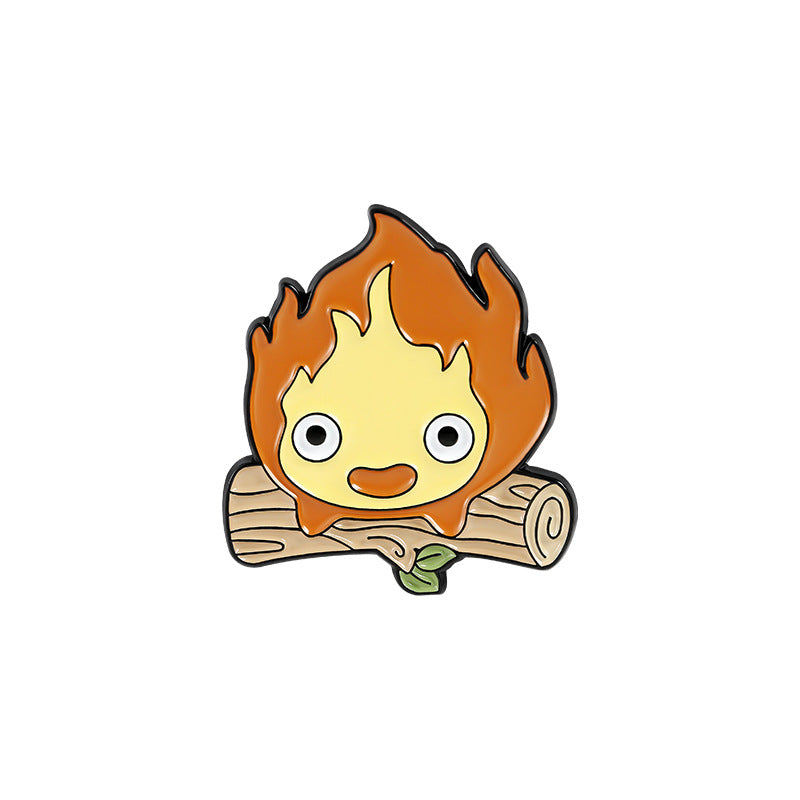 Calcifer Fire Spirit Enamel Pin - Studio Ghibli Brooch