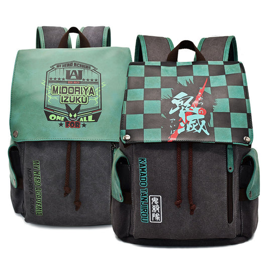 Demon Slayer & Hero Academia Canvas Backpack