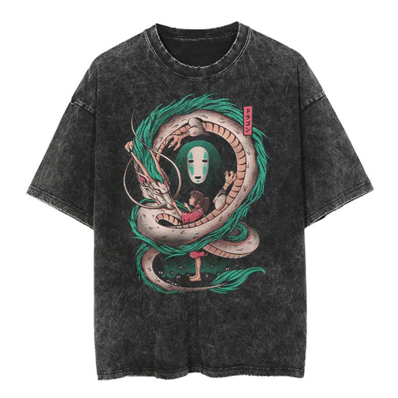 Spirited Away No-Face Haku Dragon graphic tee