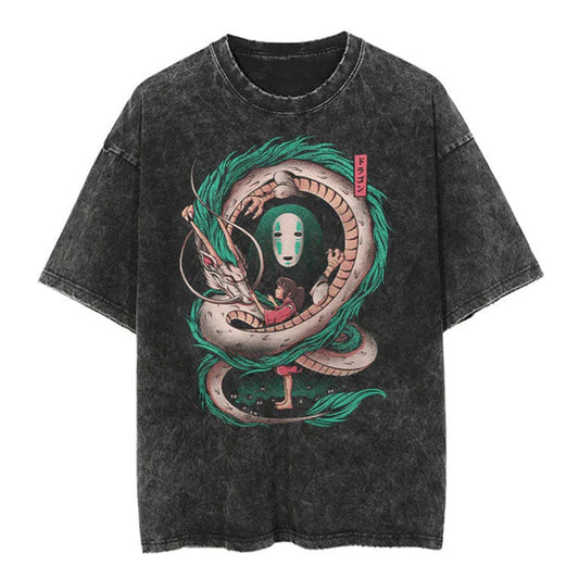 Spirited Away No-Face Haku Dragon graphic tee