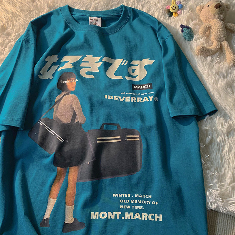 Vintage Anime Girl Japanese Street Style T-Shirt